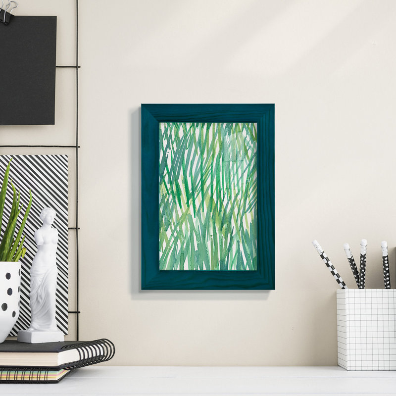 Just Grass I - imprimé, H 8 po x l 6 po x P 1 po, Papier avec cadre bleu