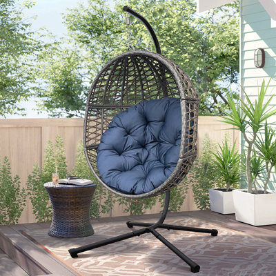 Balancelle en osier Charnesha, fauteuils suspendus avec support durable et coussin imperméable