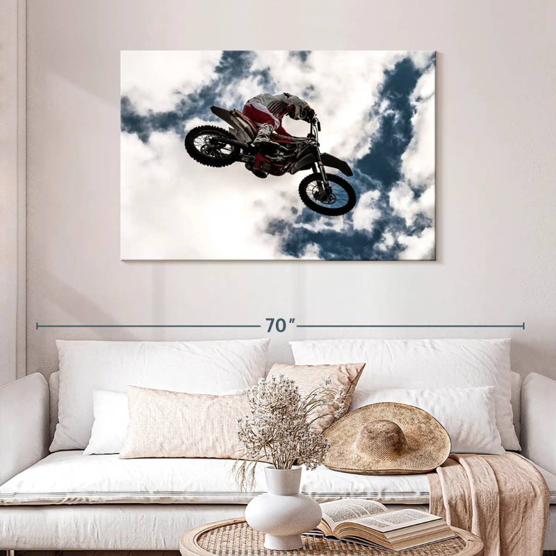 Mehar Motocross Rider In Midair, H 30 po x l 45 po