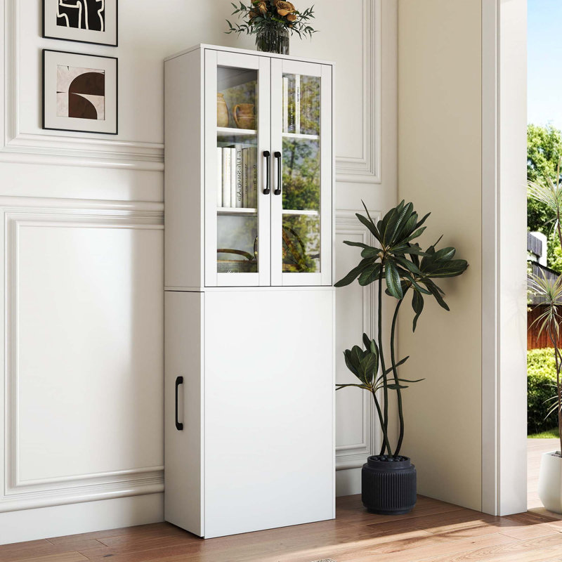 Armoire de rangement H 70,87 ", tablette à 4 niveaux, Blanc