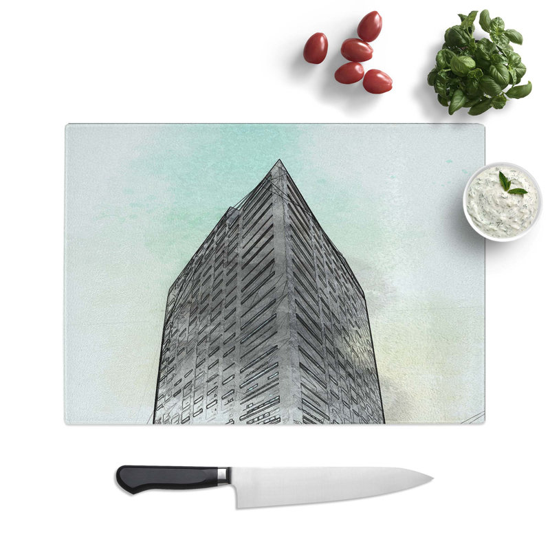 Tempered Glass Sketching the Architecture Vol.1 Chopping Board, 39 cm W x 28.5 cm L