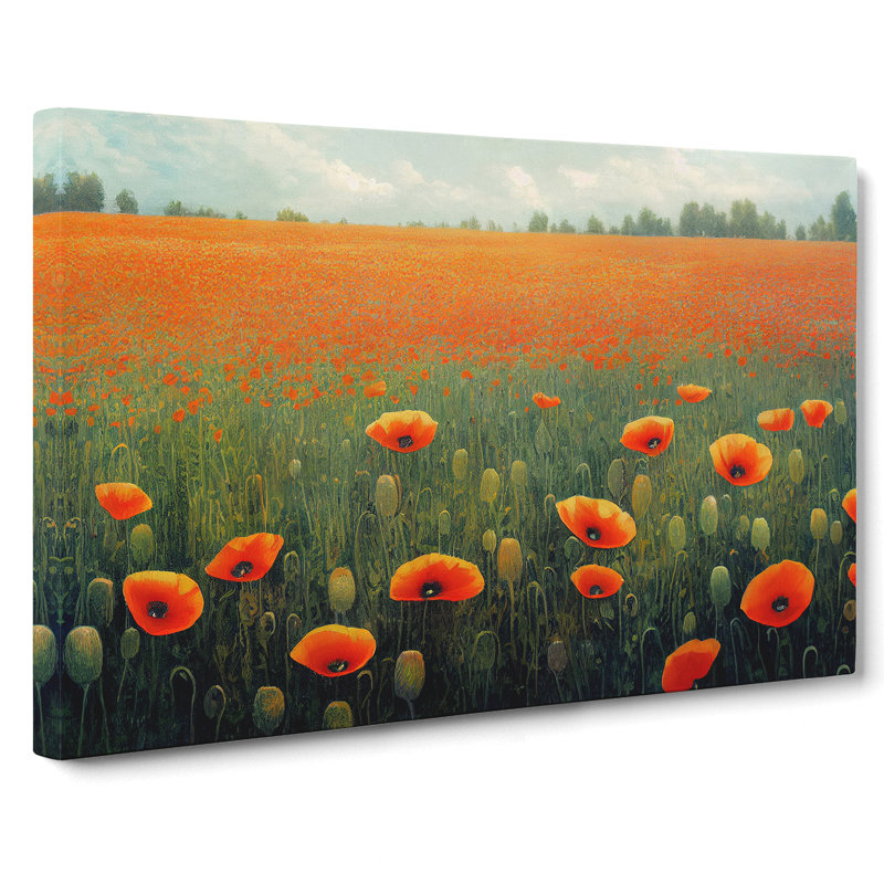 Staggering Poppy Field Flowers - Wrapped Canvas, 50cm H x 76cm W x 3cm D