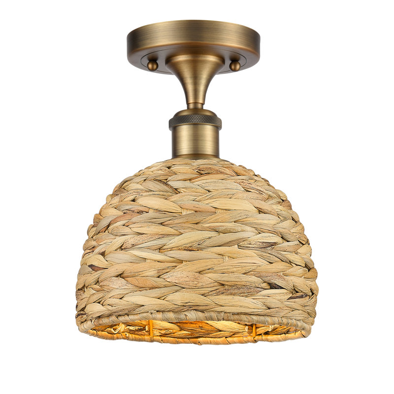 Plafonnier semi-encastré 1 lumière 16 po Tsang, H 10,25 po x l 8 po x P 8 po, Laiton brossé