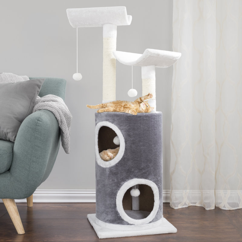  PETMAKER 45in Cat Tree with Kitty Condo, Grey
