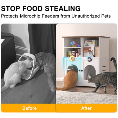 Station d'alimentation pour chat, armoire à chat pour micropuce avec conception à l'épreuve des chiens, spécialement adaptée et mangeoire automatique pour animaux de compagnie multi-animaux