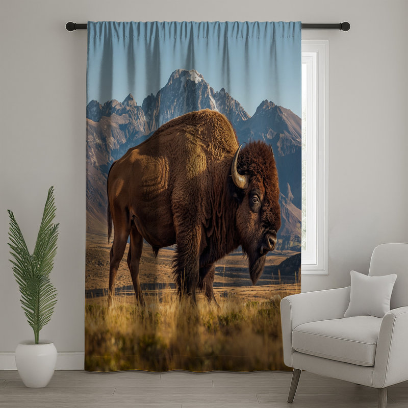Rideaux de fenêtre Majestic Bison Mountain, 50 po x 92 po - 1 panneau, Sheer