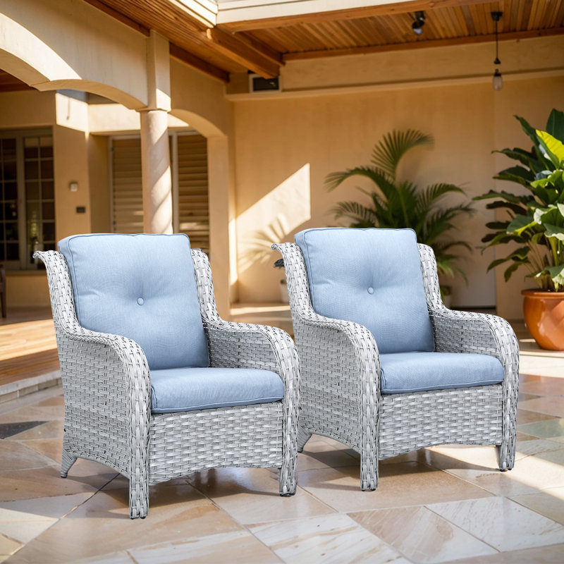 Chaise de patio avec coussins Bonia, Bleu