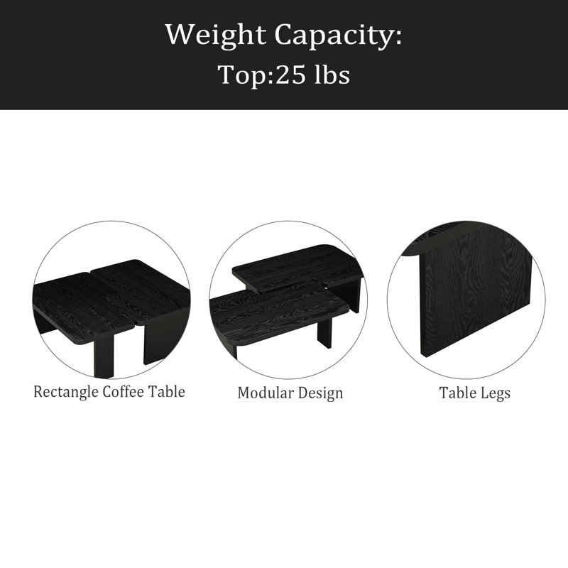 Ensemble de tables basses Modern Minimalist, Noir