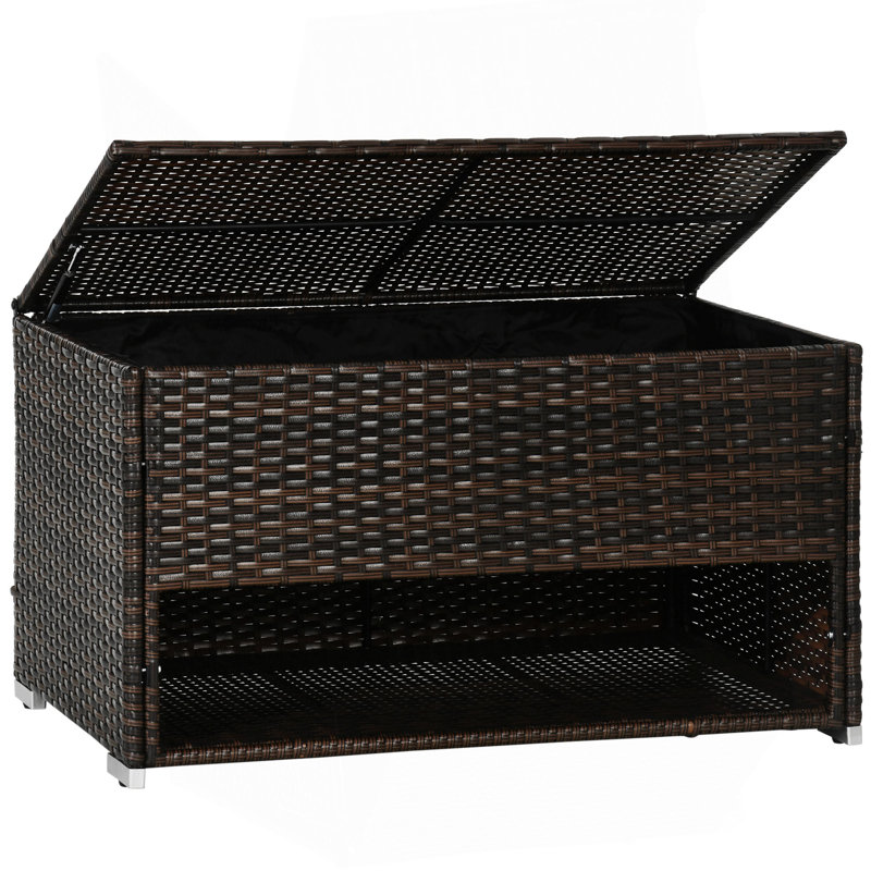Outdoor Storage Deck Box & Shoe Storage, PE Rattan Wicker Towel Rack With Liner For Indoor, Outdoor Storage, Patio Furniture Cushions, Pool, Toys, Garden Tools