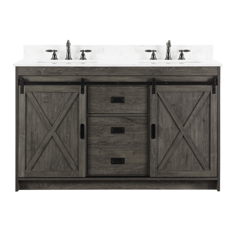 Ensemble de meuble-lavabo double 54 po Jillian, Gris anthracite