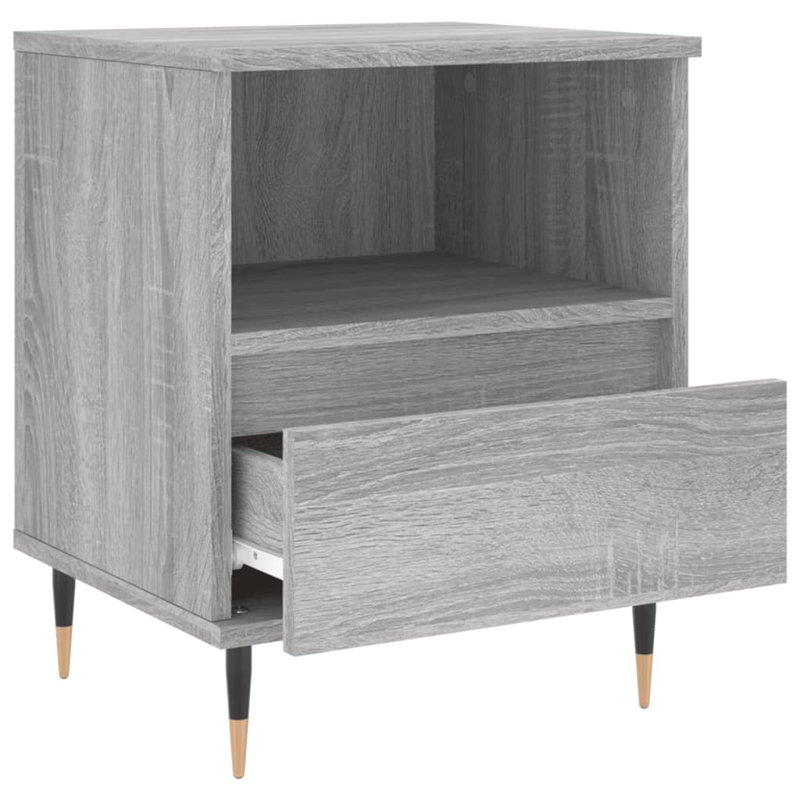 Mushaim 40cm W Manufactured Wood Bedside Table, Set of 2, Grey Sonoma