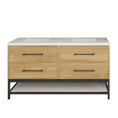 Victoria Floating Vanity with Double Reinforced Acrylic Sink & Rack