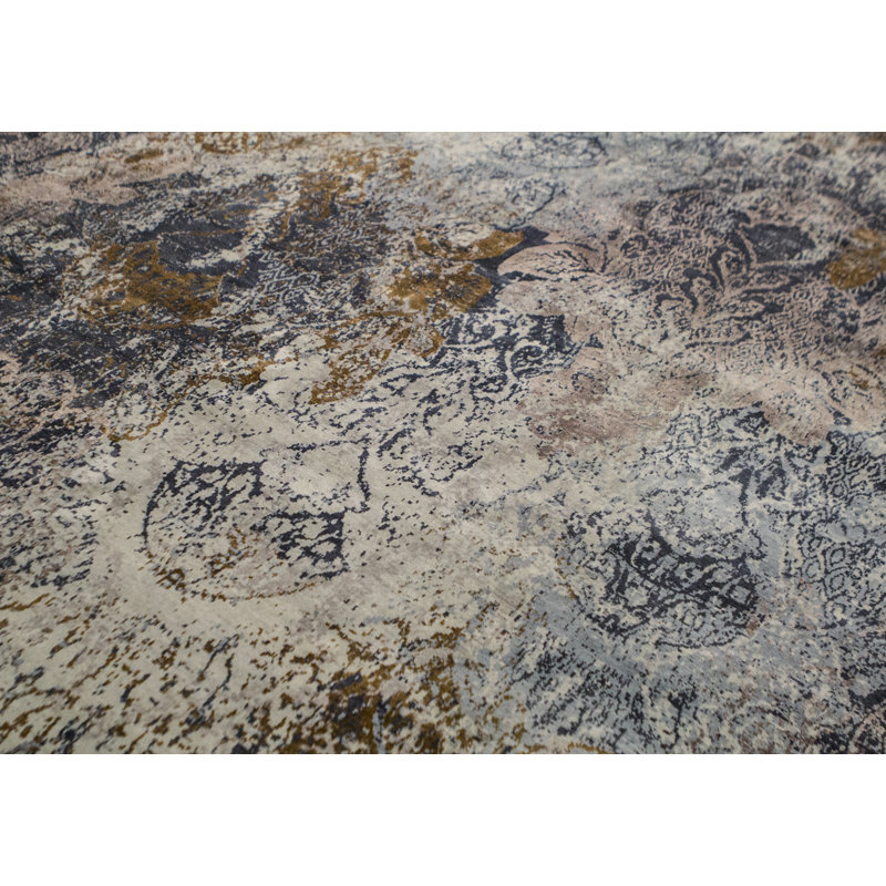 Damask Area Rug in Gray