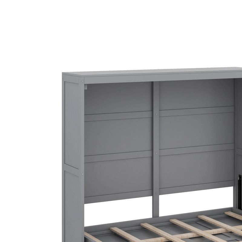 Lit escamotable double, Gris, Lit double