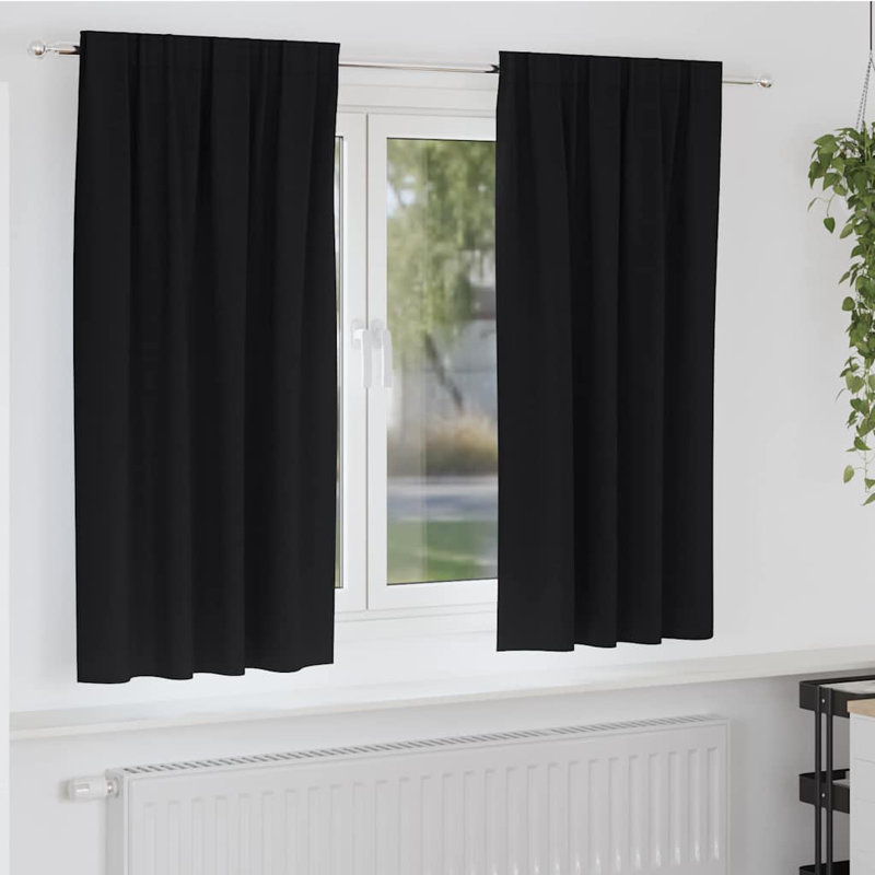 Blackout Curtain Pair, Black, 175cm Width x 140cm Drop