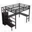 Lit mezzanine polyvalent en métal avec bureau en L, armoire et station de recharge USB pour les chambres modernes-417291311