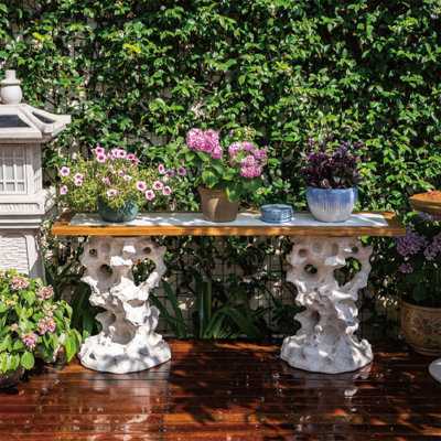 Outdoor solid wood flower rack bonsai shelf