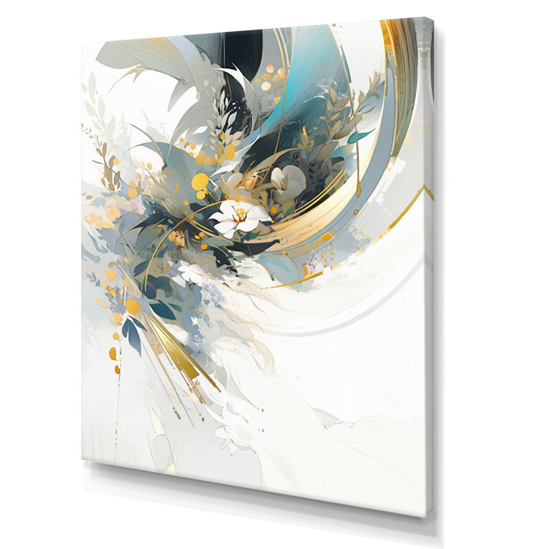 «Turquoise and Gold Mosaic Echoes II», reproduction sur toile, Toile tendue, H 32 po x l 16 po x P 1 po