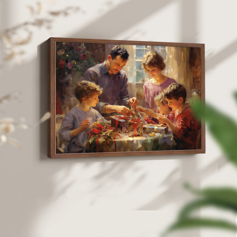 Art de Noël - CDXLII - Reproduction encadrée - Restickable, Noyer, H 16 po x l 20 po