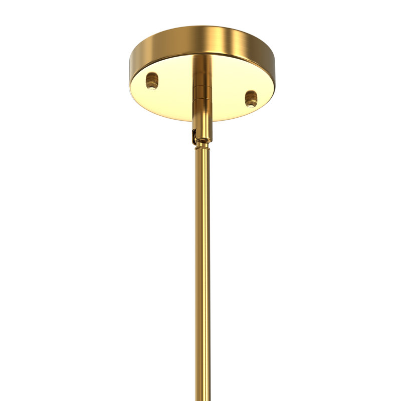 Lustre suspendu simple de 14 po (L) à une lumière avec abat-jour en verre blanc crème festonné, Doré