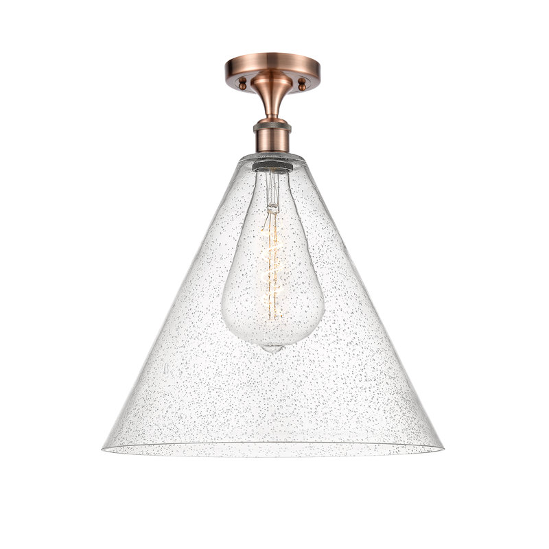 Plafonnier semi-encastré 1 lumière Amabl, Cuivre antique, Ampoule non incluse, H 18,75 po x l 16 po x P 16 po