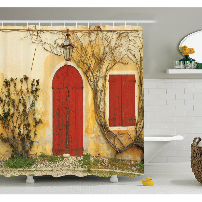 Ensemble de rideau de douche à portes vieillies tuscan house, H 70 po x l 69 po