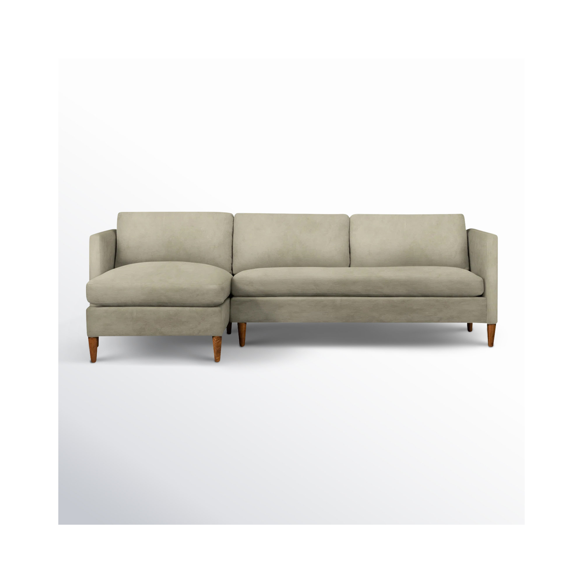 Clifford 2 - Piece Upholstered Custom Sectional, Bella Beach Performance Velvet, Left Hand Facing