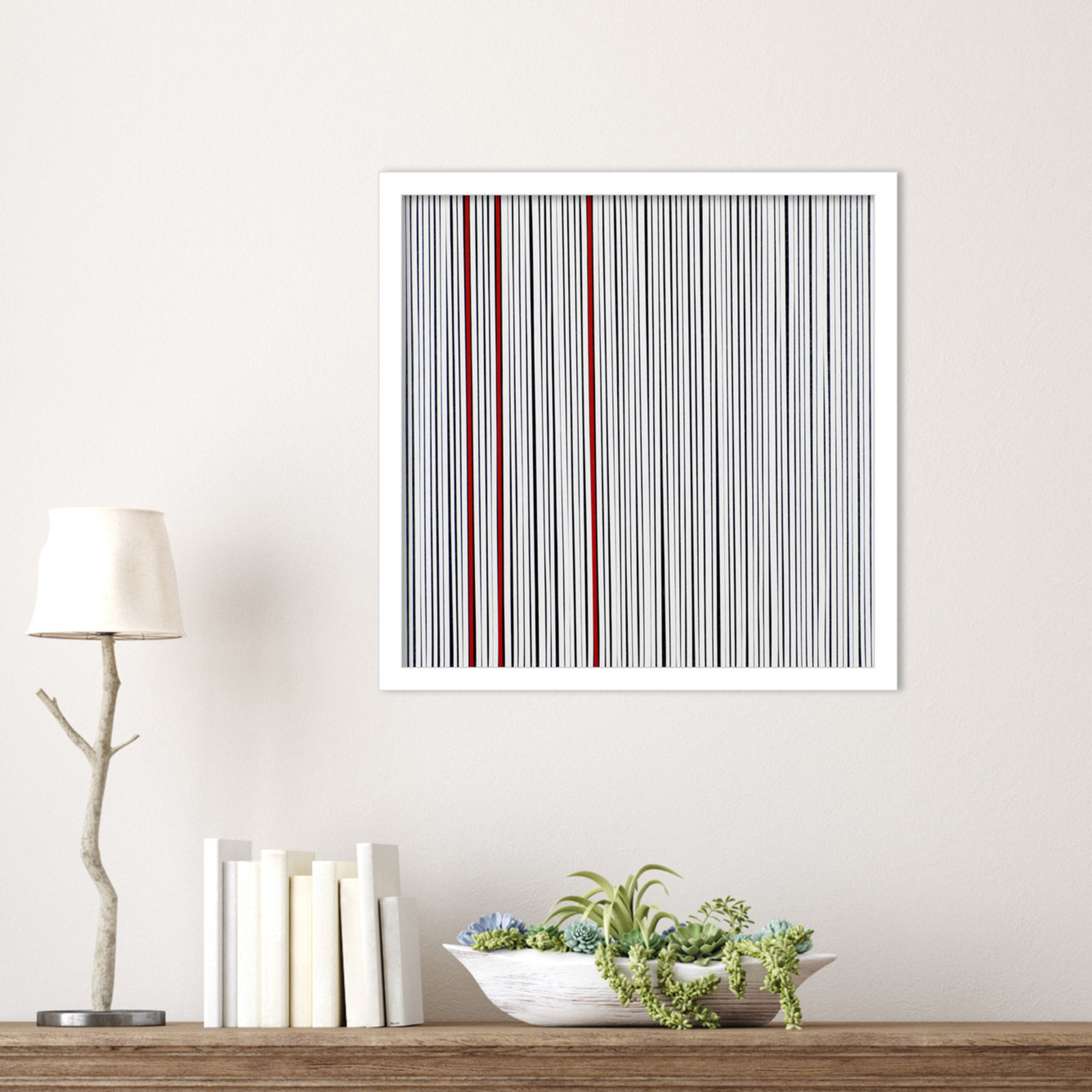 Mostly White Print by Alex Dunn, White, 17" H x 17" W x 1" D