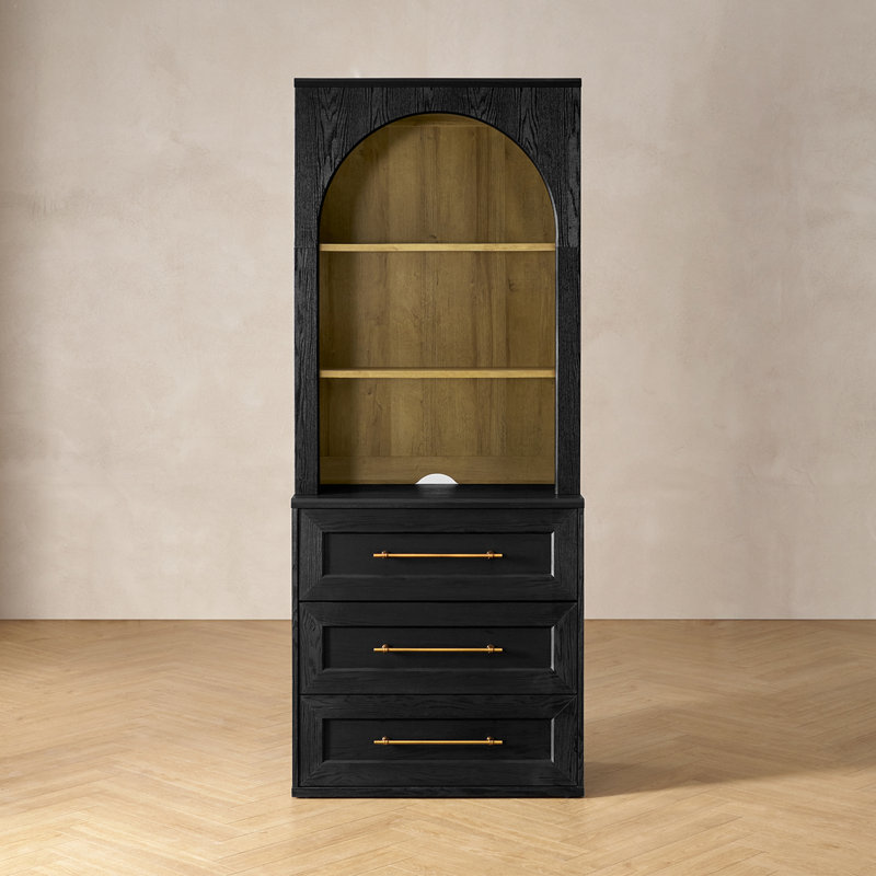 Commode de rangement avec huche Mercer41 Grabill, Noir, noir, noir, noir