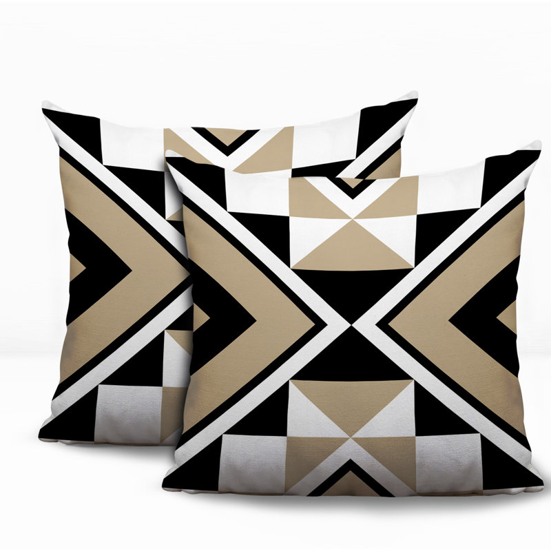 Oreiller réversible intérieur / extérieur Stan, 18x18, Black/Beige