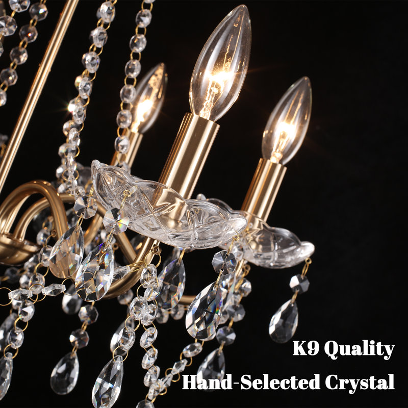 6-Light Classic / Traditional Gold Plug In Crystal Chandelier French Country Pendant Lighting For Living Room, Wedding, Island, Bedroom, Hallway,Foyer