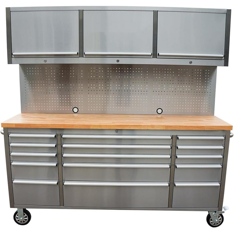 Tool Chest, 24 Drawers, Lockable Mobile Storage Cabinet, Constructed From Stainless Steel for Strength and Stability, Spacious Design Ideal for Workshops, Garages, Kitchens, and Home Use