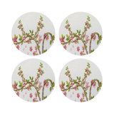 Cherry Blossom Red Vegan Leather Round Coasters