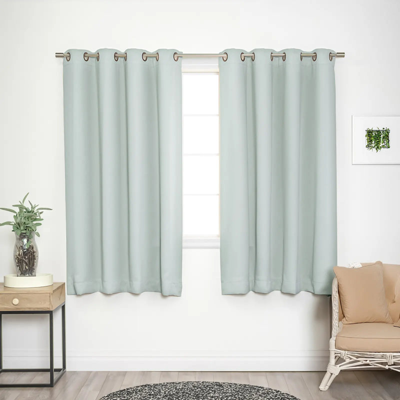 Adina Sevan Solid Thermal Grommet Curtain Panels, 52" W x 63" L, Mint
