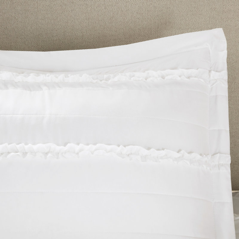 Édredon blanc très grand avec 5 éléments en microfibre, volant et pièce à volants, très grand