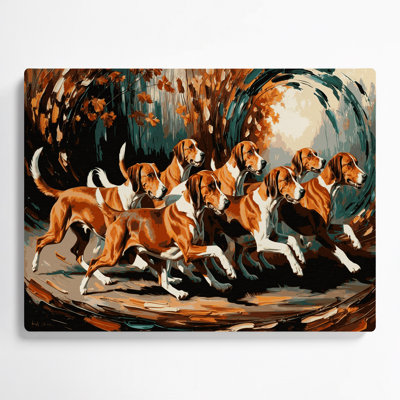 Dogs American Foxhound Black Metal Wall Art
