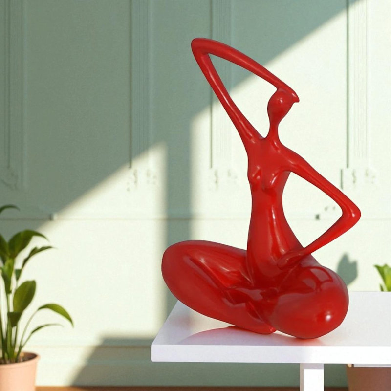 Danseuse de ballet assise, reproduction de bronze de 11 pouces, statue élégante en résine Modern Art Decor, Rouge