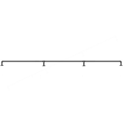 Pipe Stair Handrail, 10FT Staircase Handrail, 440LBS Load Capacity Carbon Steel Pipe Handrail, Industrial Pipe Handrail With Wall Mount Support, Round Corner Wall Handrailing For Indoor, Outdoor