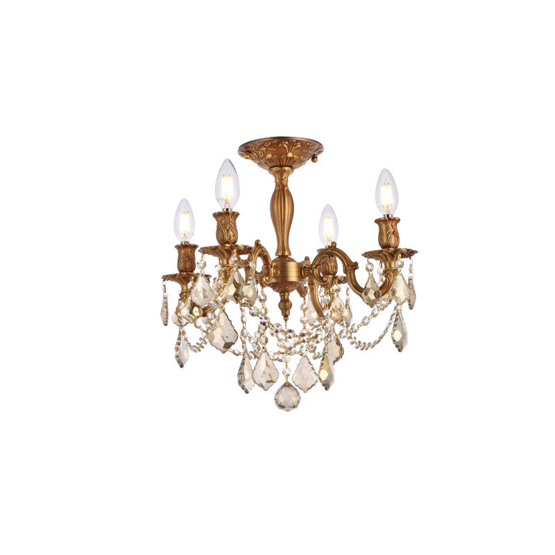 Ashmin Flush Mount, French Gold / Golden Teak (Smoky) / Royal Cut