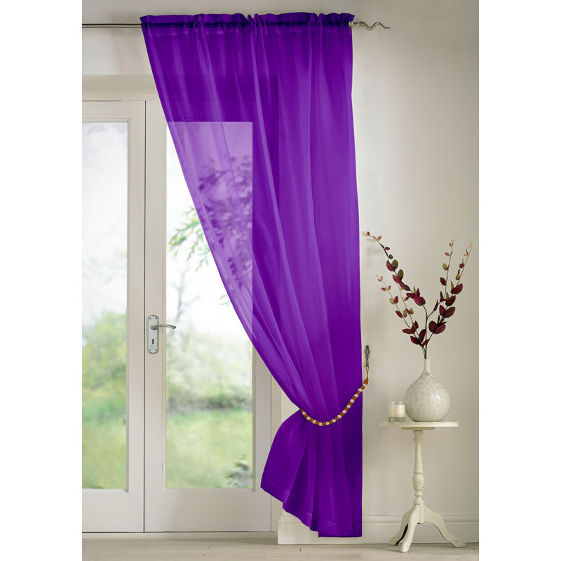 Billerica Sheer Curtain Single Panel, Purple, 145 W x 229 D cm