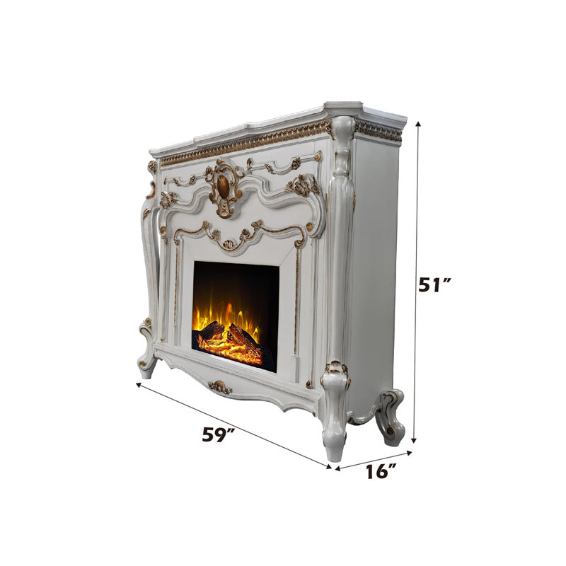 Massa 59'' W Electric Fireplace with 1500 BTU, Antique Pearl