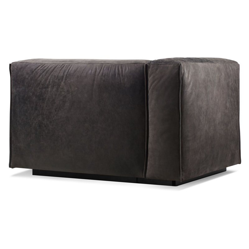Cleon Chaise Lounge, Left Hand Facing, Slate Genuine Leather