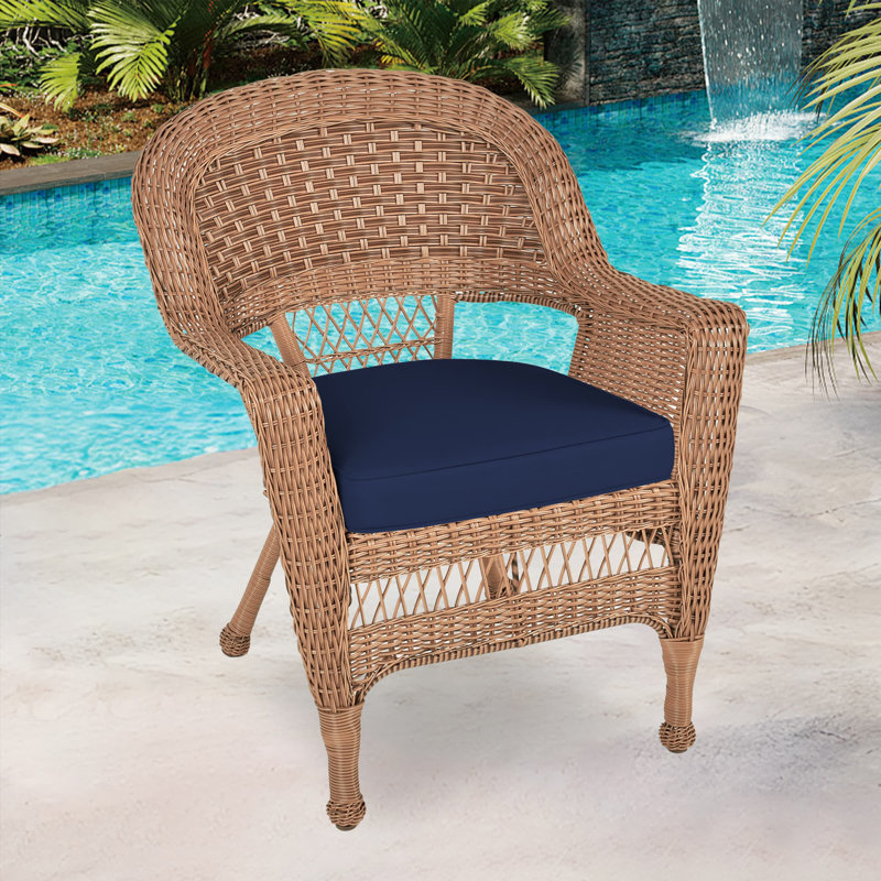 Arliss Steel Outdoor Lounge Chair, Blue, Honey