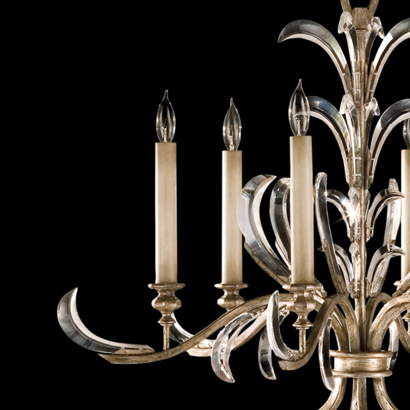 Beveled Arcs 6 - Light Chandelier, Silver
