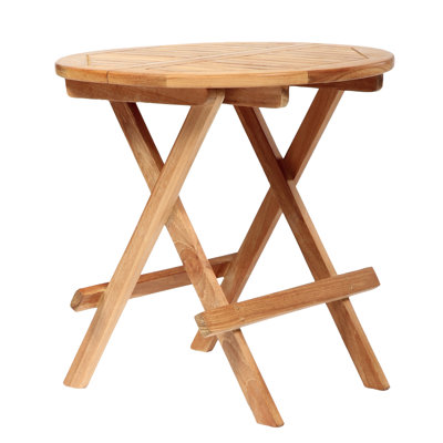 ARB Teak Outdoor Round Teak Folding Outdoor Side Table , 20'' in. W 20'' in. D