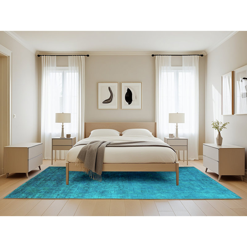 Tapis bleu / bleu sarcelle, Rectangle 5 pi x 8 pi