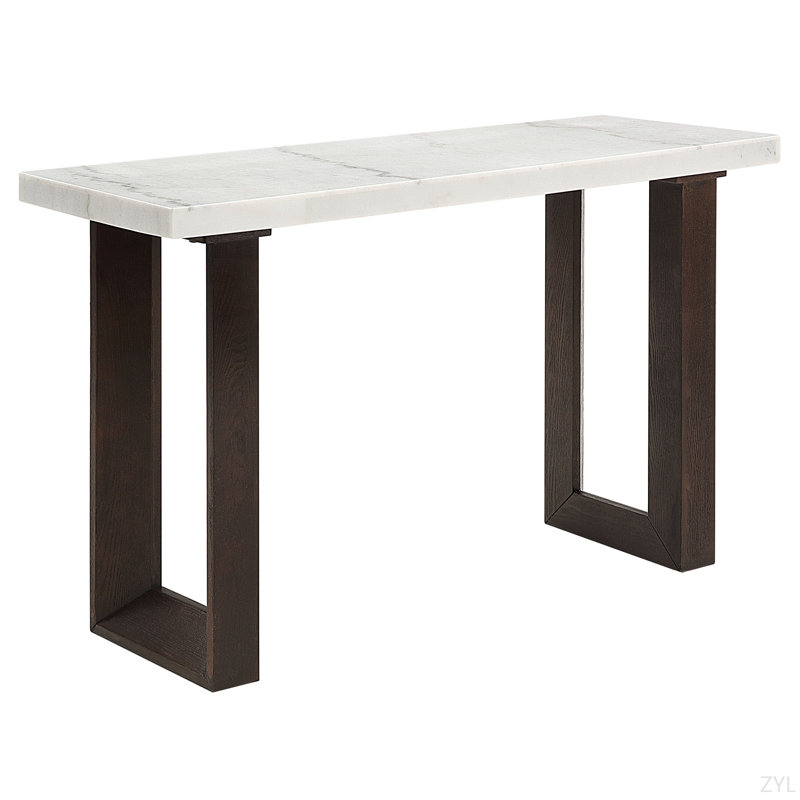 Table de canapé avec plateau en marbre blanc naturel et finition espresso