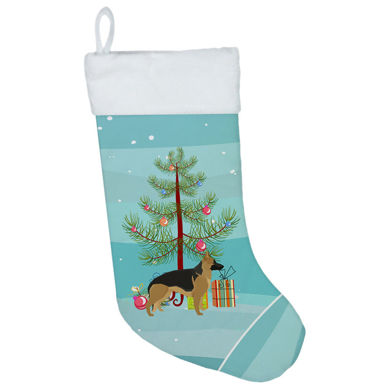 Chaussette de noël joyeux de noël, Berger allemand noir / brun clair