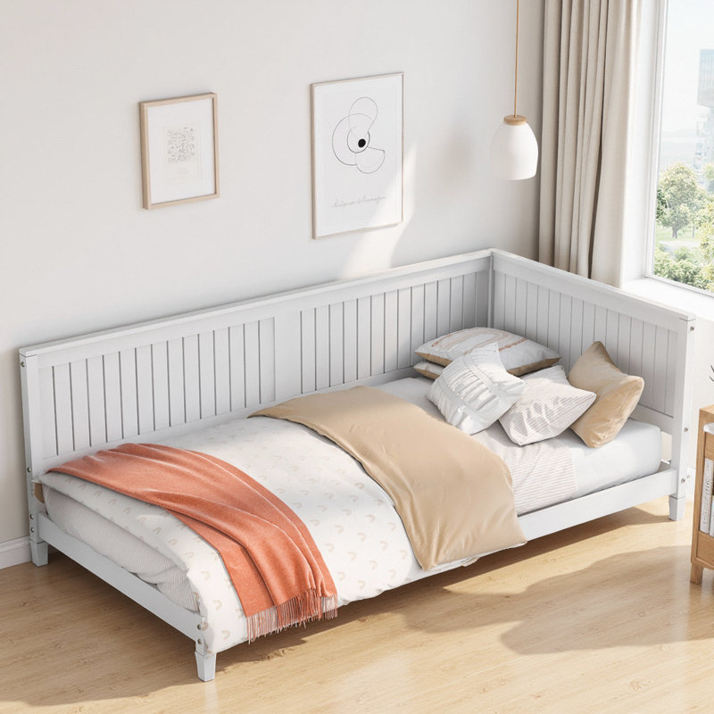 Lit plateforme Classic Mid-Century, Lit simple, Blanc