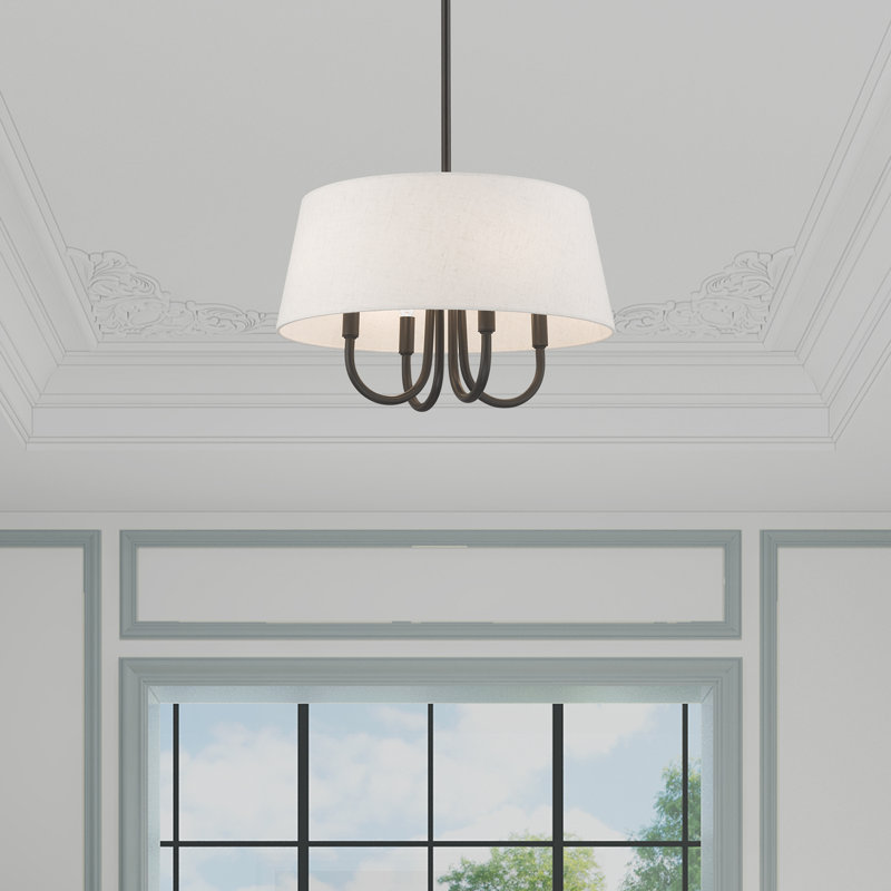 Lustre tambour 4 lumières Barbora, Gruau, Bronze anglais